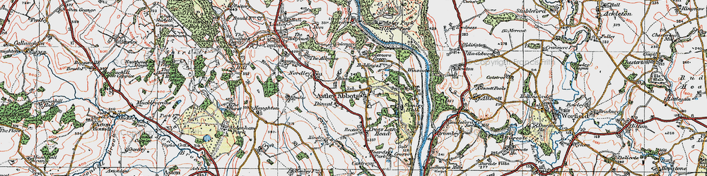 Old map of Astley Abbotts in 1921