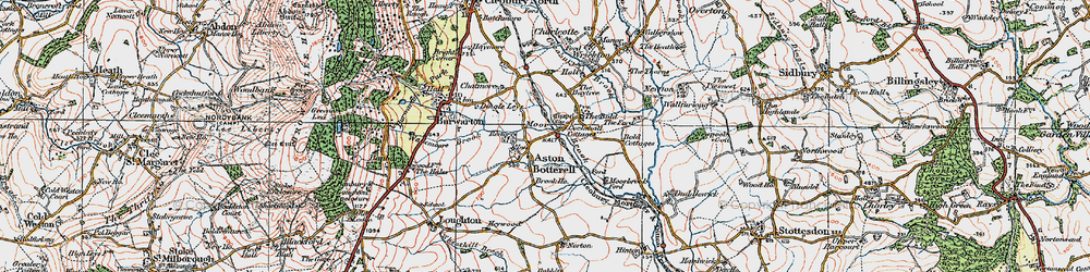 Old map of Aston Botterell in 1921