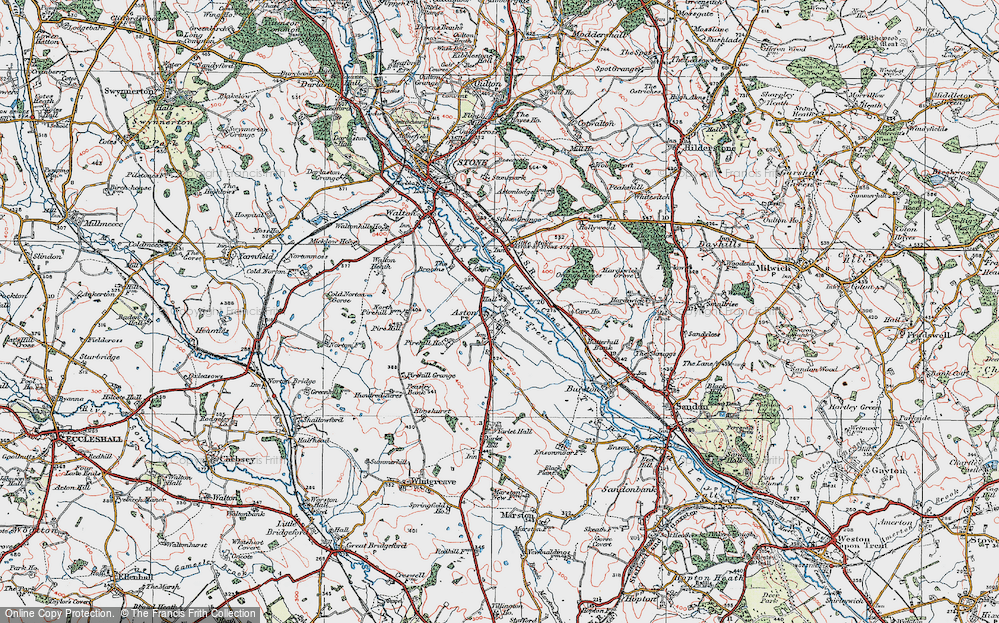 Old Map of Aston-By-Stone, 1921 in 1921