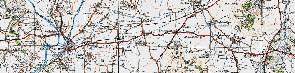 Old map of Aston Cross in 1919