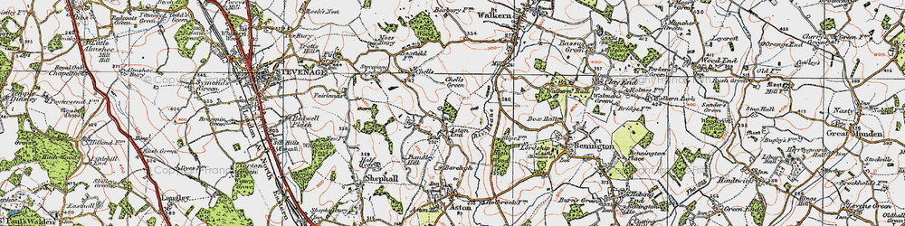Old map of Aston End in 1920