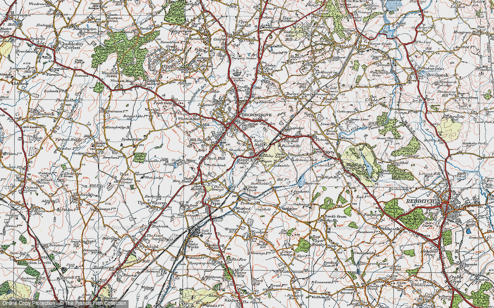 Old Map of Historic Map covering Bromsgrove Sta in 1919