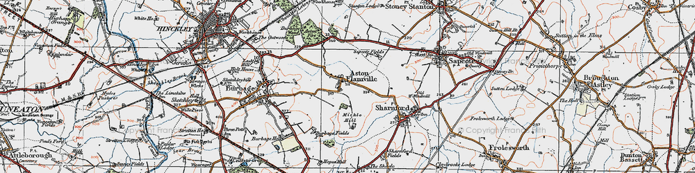 Old map of Aston Flamville in 1920