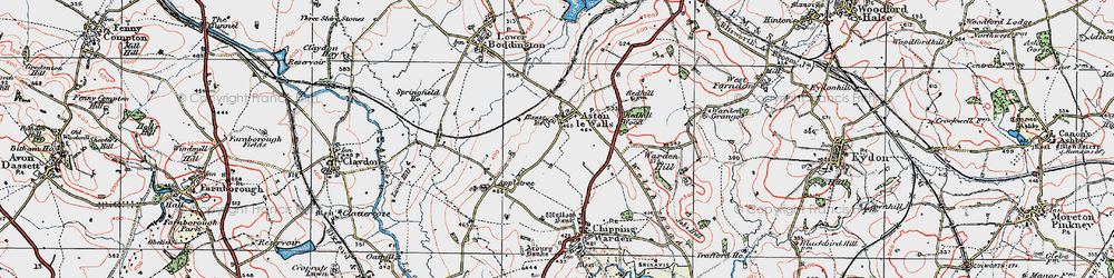 Old map of Aston le Walls in 1919