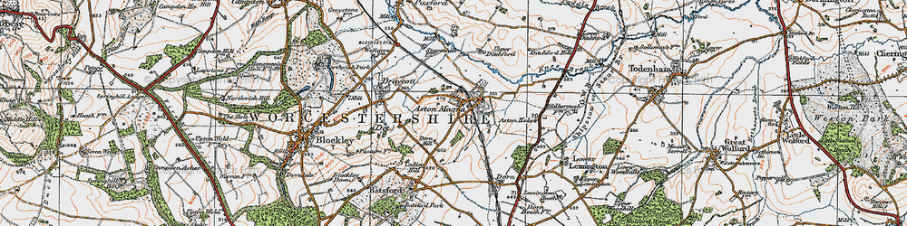 Old map of Aston Magna in 1919