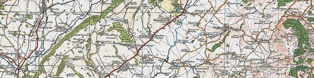 Old map of Aston Munslow in 1921