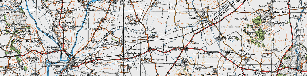 Old map of Aston on Carrant in 1919