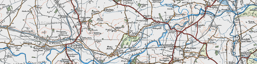 Old map of Aston-on-Trent in 1921