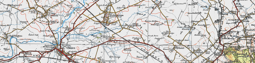 Old map of Aston Sandford in 1919
