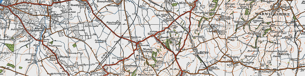 Old map of Aston Subedge in 1919