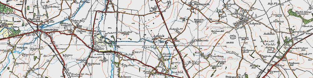Old map of Astwick in 1919