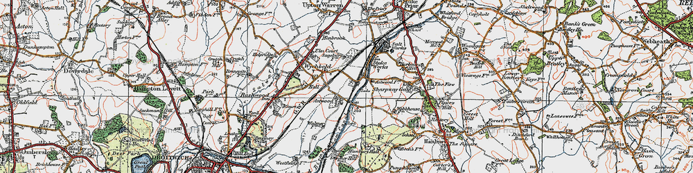 Old map of Worcester & Birmingham Canal in 1919