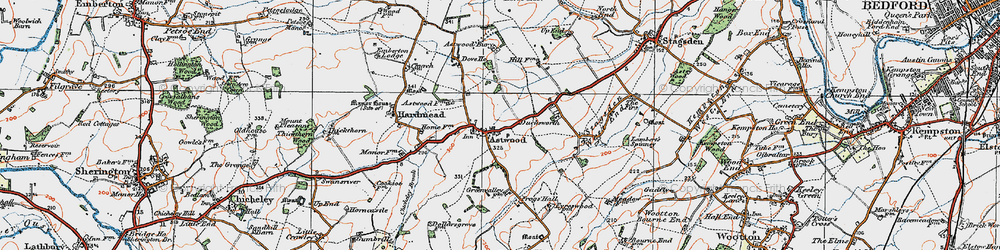 Old map of Astwood in 1919