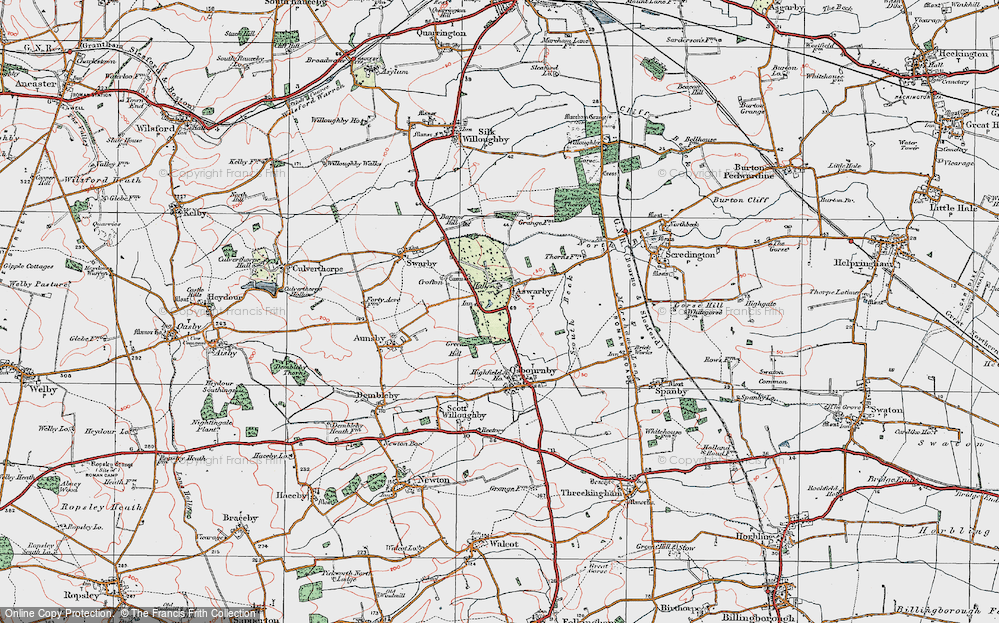 Old Map of Aswarby, 1922 in 1922
