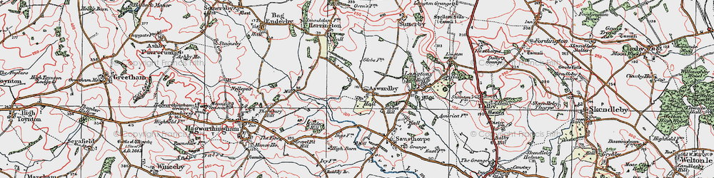 Old map of Aswardby in 1923
