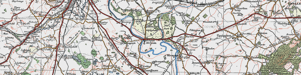 Old map of Attingham in 1921