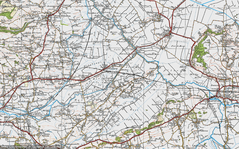 Old Map of Historic Map covering Athelney Hill in 1919