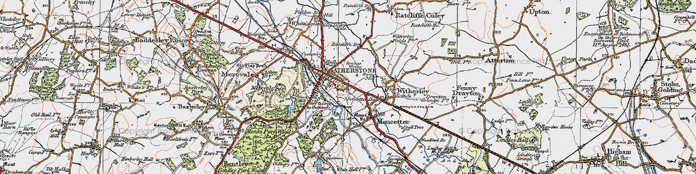 Old map of Atherstone in 1921
