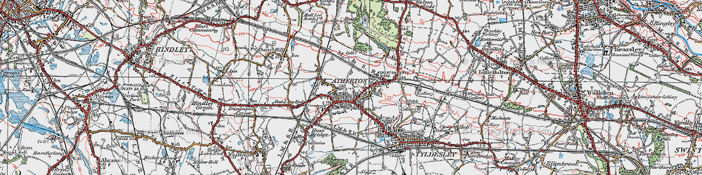 Old map of Atherton in 1924