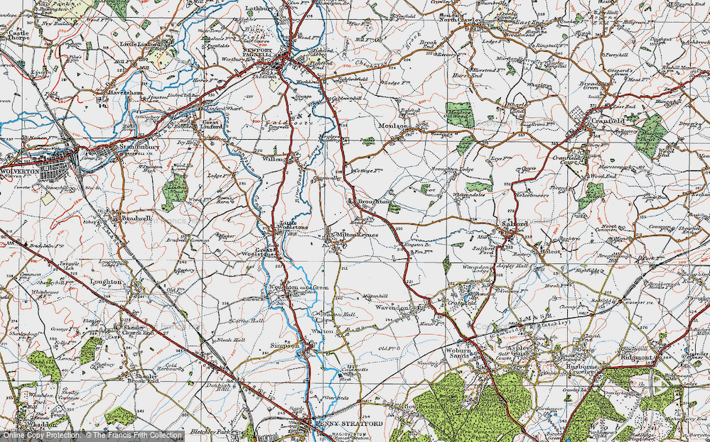 Old Map of Historic Map covering Willen Lake in 1919