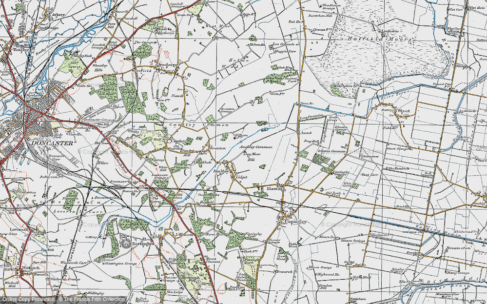 Old Map of Historic Map covering Auckley Common in 1923