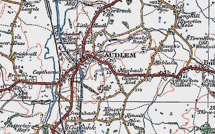 Old map of Audlem in 1921