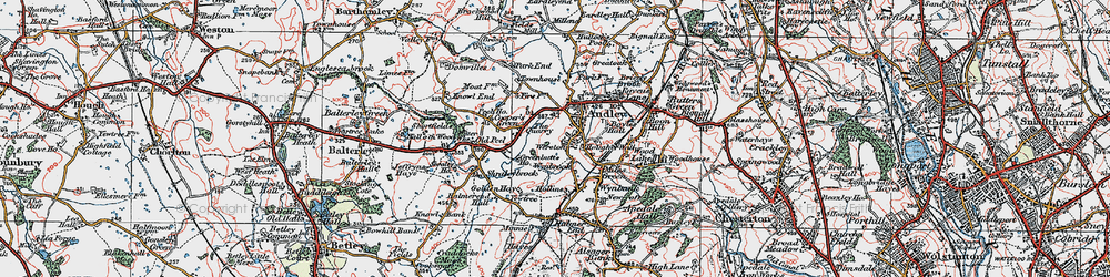 Old map of Audley in 1921