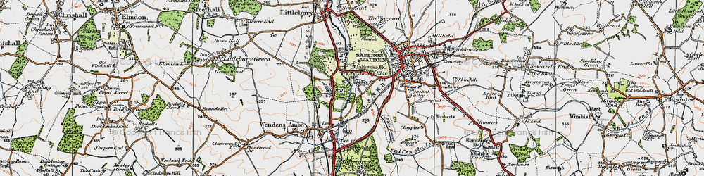 Old map of Audley End in 1920