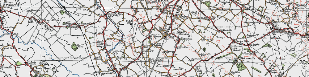 Old map of Aughton in 1923