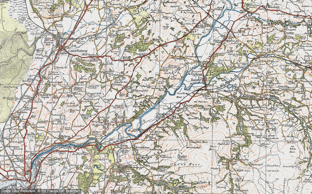 Old Map of Historic Map covering Whinney Hill in 1924