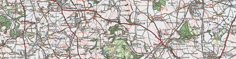 Old map of Ault Hucknall in 1923