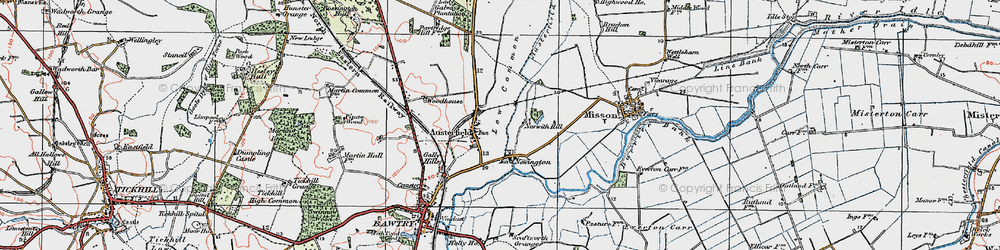 Old map of Austerfield in 1923