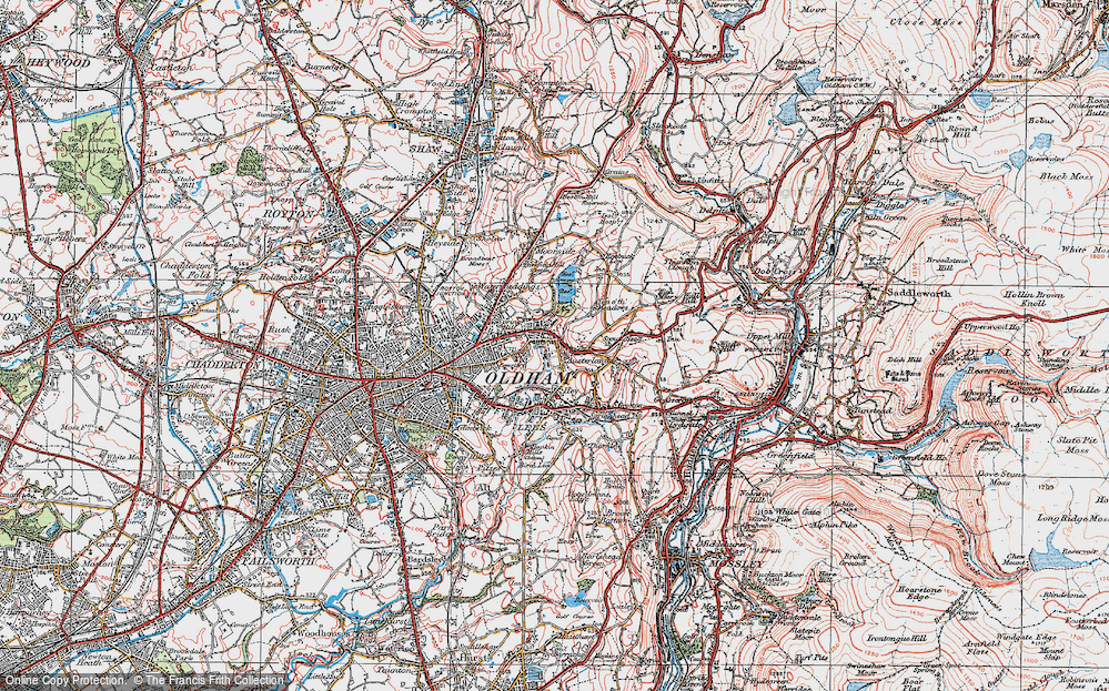 Old Map of Austerlands, 1924 in 1924