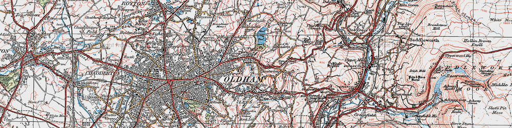Old map of Austerlands in 1924