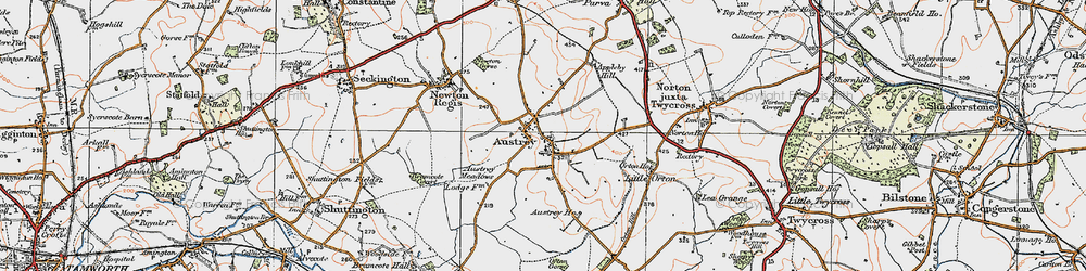 Old map of Austrey in 1921