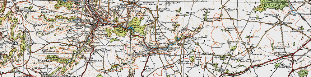 Old map of Avening in 1919