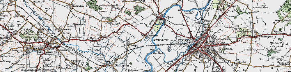 Old map of Averham in 1923
