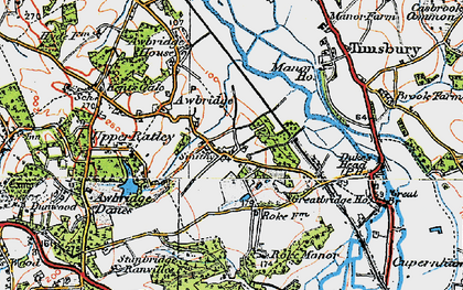 Old map of Awbridge in 1919