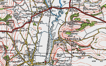 Old map of Axmouth in 1919
