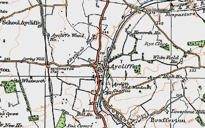 Old map of Aycliffe Village in 1925