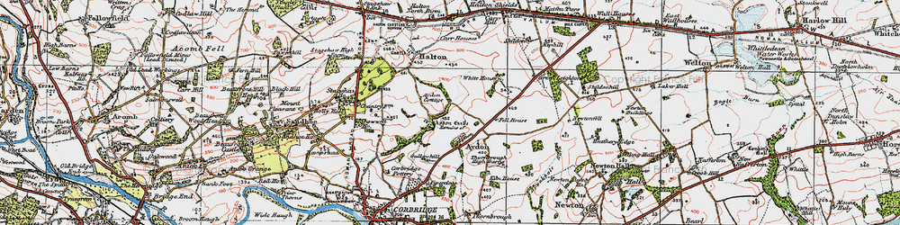 Old map of Aydon in 1925