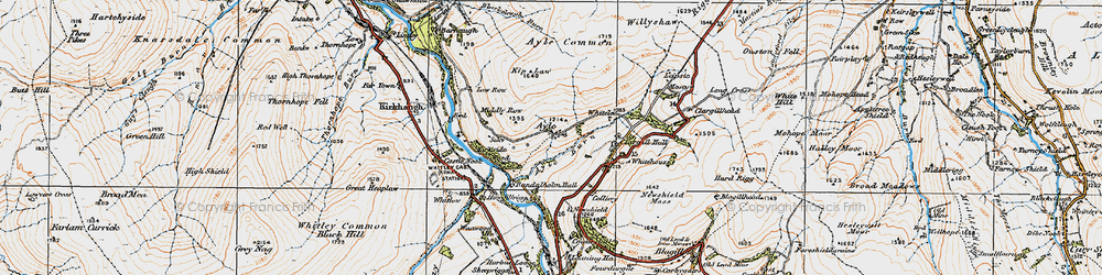 Old map of Whitley Castle (Roman Fort) in 1925