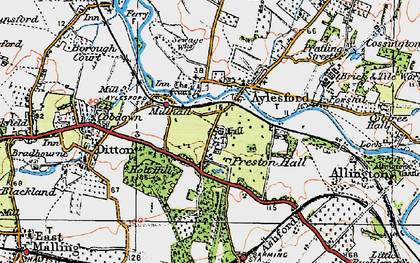 Old map of Aylesford in 1921