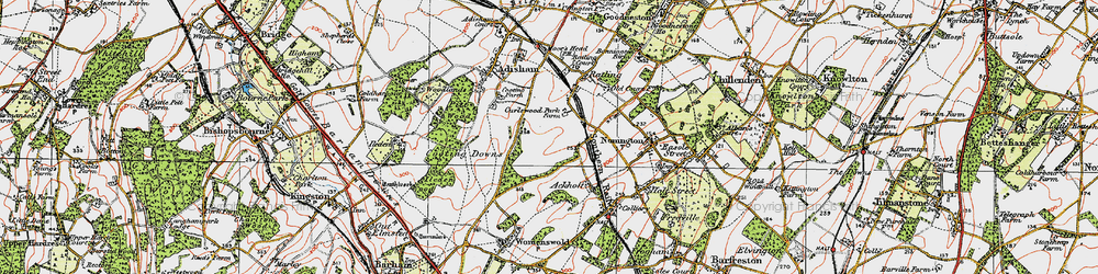 Old map of Aylesham in 1920