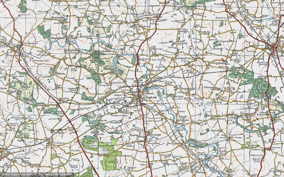 Old Map of Aylsham, 1922 in 1922