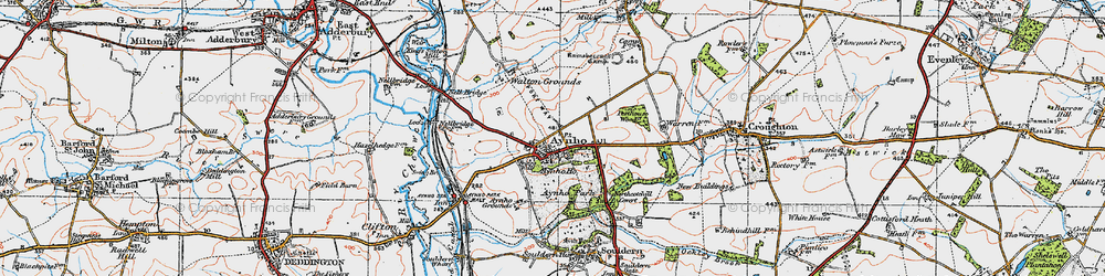 Old map of Aynho in 1919