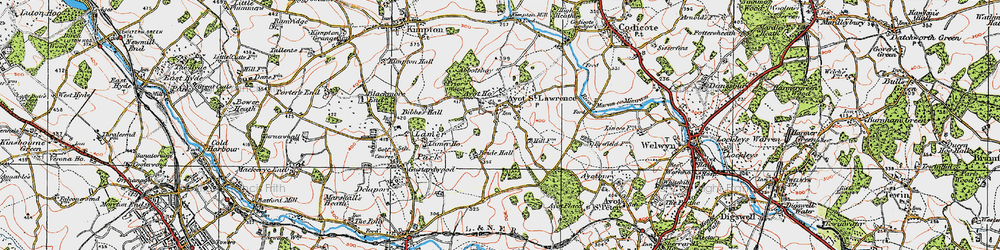 Old map of Ayot St Lawrence in 1920