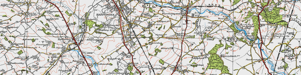 Old map of Ayres End in 1920