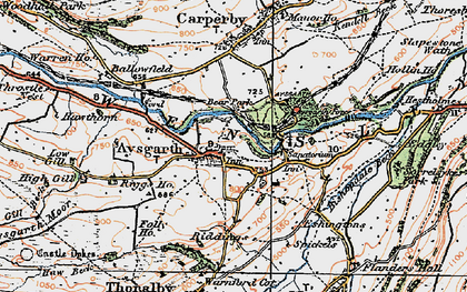 Old map of Aysgarth Falls in 1925