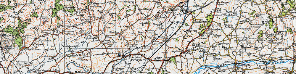 Old map of Ayshford in 1919
